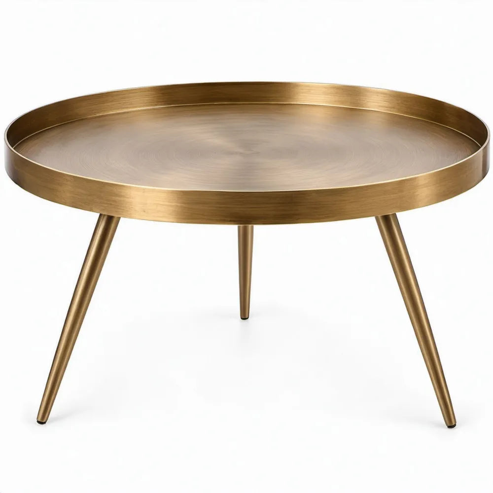 Ronde salontafel met dienblad, 80 x 45 cm, goudkleurig/zwart