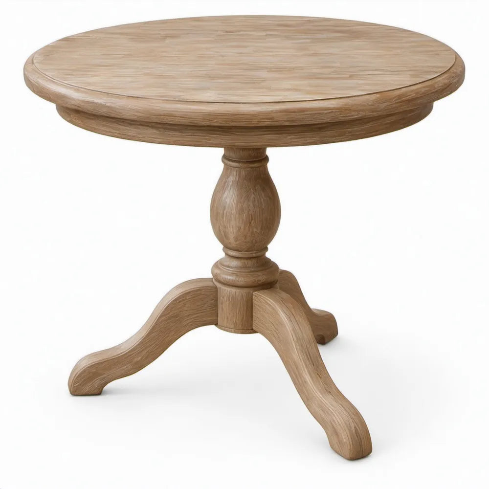 Ronde tafel van massief rubberhout, Ø 60 x 60 cm, naturel lichtbruin