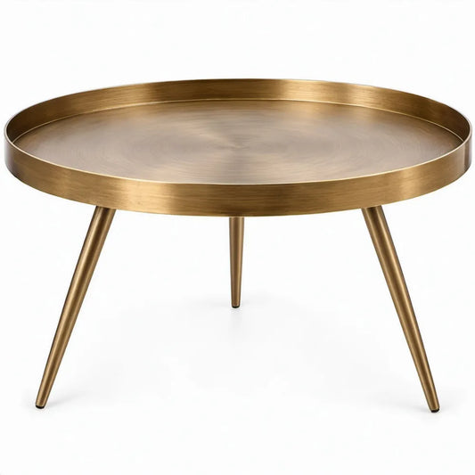 Ronde salontafel met dienblad, 80 x 45 cm, goudkleurig/zwart