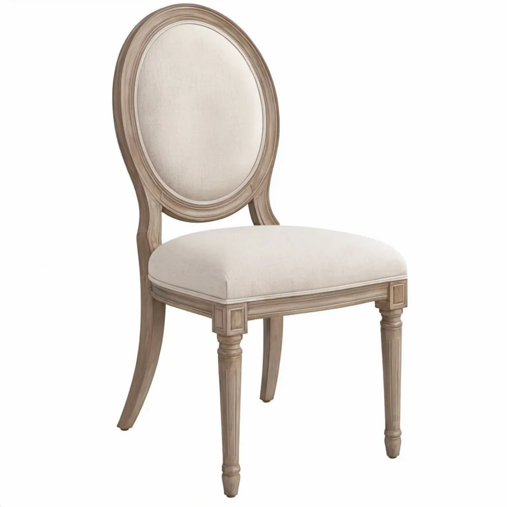 Klassieke stoel met ovale rugleuning 50 x 60 x 100 cm Beige en lichtbruin