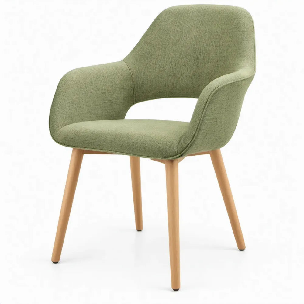 Gestoffeerde stoel met armleuningen 80 x 59 x 56 cm lichtgroen en naturel