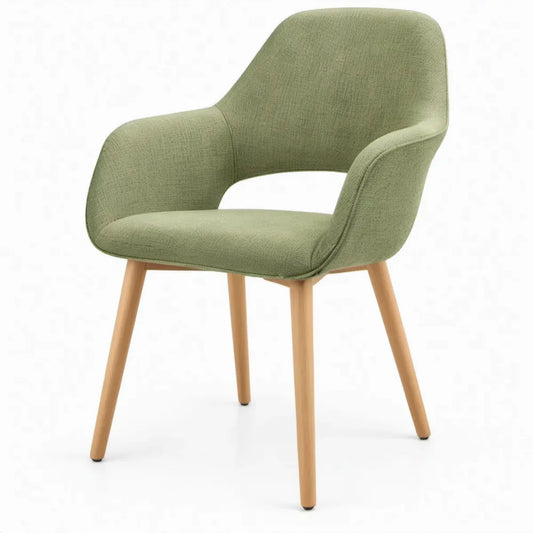 Gestoffeerde stoel met armleuningen 80 x 59 x 56 cm lichtgroen en naturel