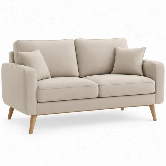 2-zitsbank 160 x 85 x 85 cm Beige met naturelbruine houten poten