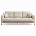 Driezitsbank 210 x 88 x 85 cm crème met naturelbruine poten van polyester en massief rubberhout