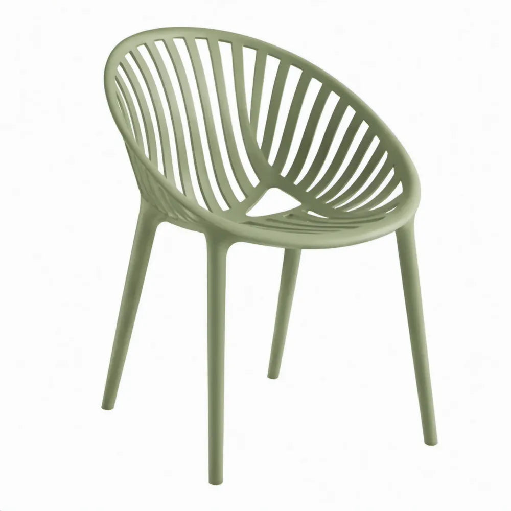 Groene eetkamerstoel van polypropyleen met open rugleuning, 57 x 53 x 80 cm