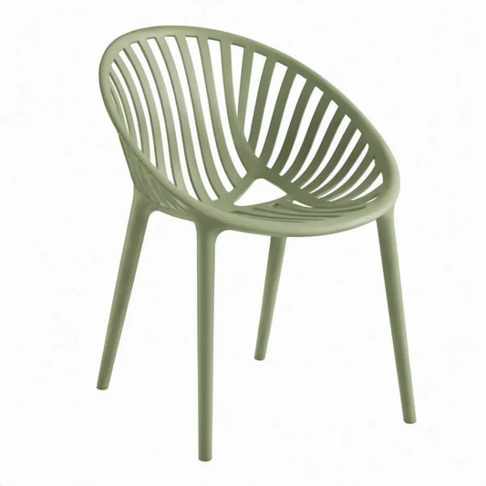 Groene eetkamerstoel van polypropyleen met open rugleuning, 57 x 53 x 80 cm