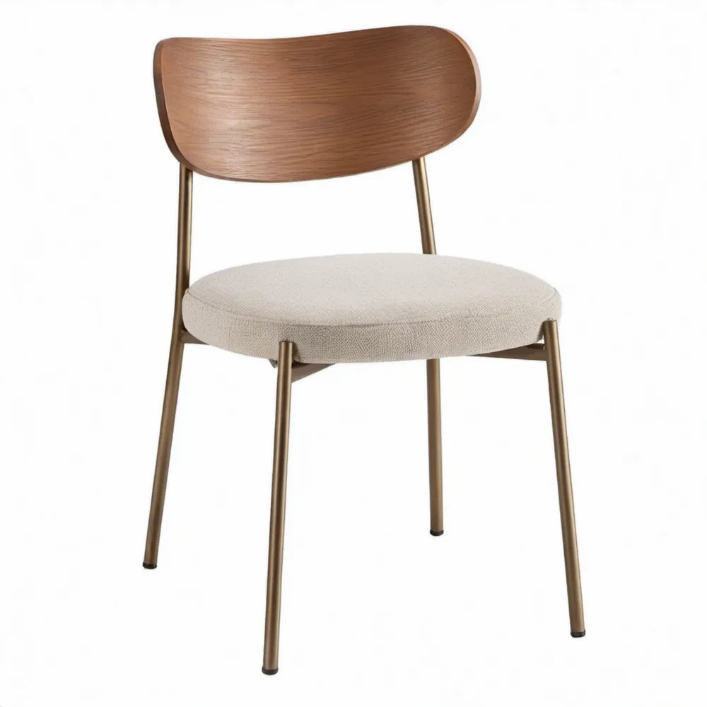 Eetkamerstoel met rugleuning, beige walnootbruin bronsbruin, 48 x 54 x 80 cm