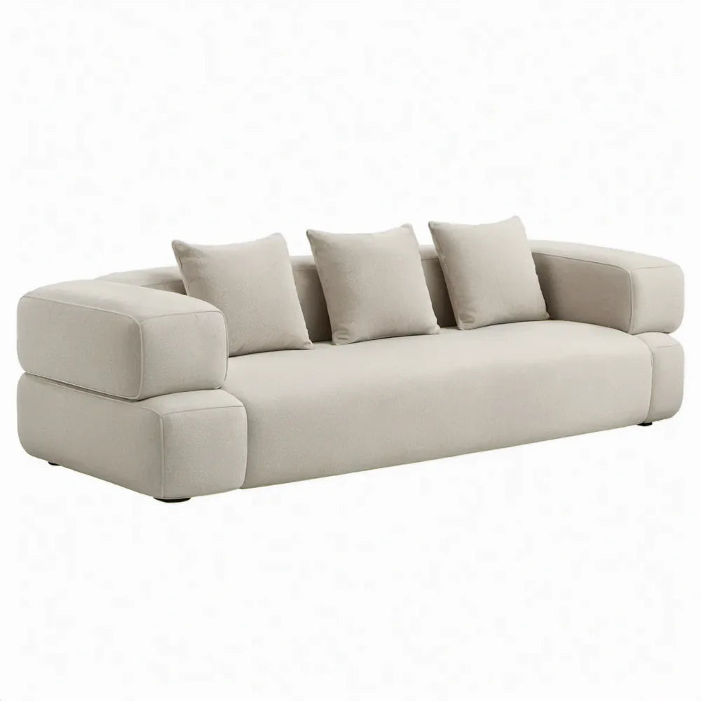Crème 3-zitsbank 230 x 100 x 75 cm met polyester bekleding