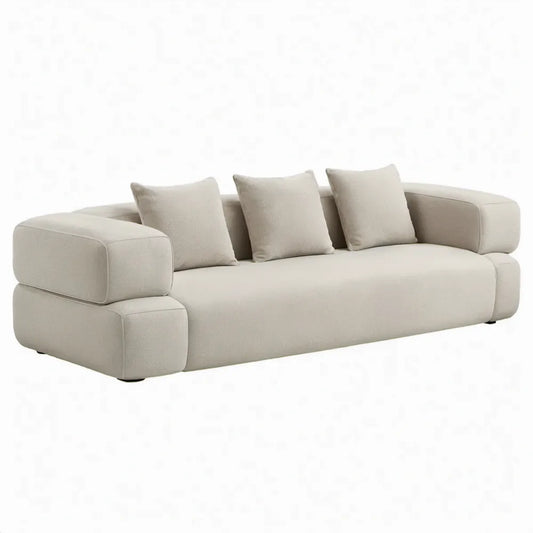 Crème 3-zitsbank 230 x 100 x 75 cm met polyester bekleding